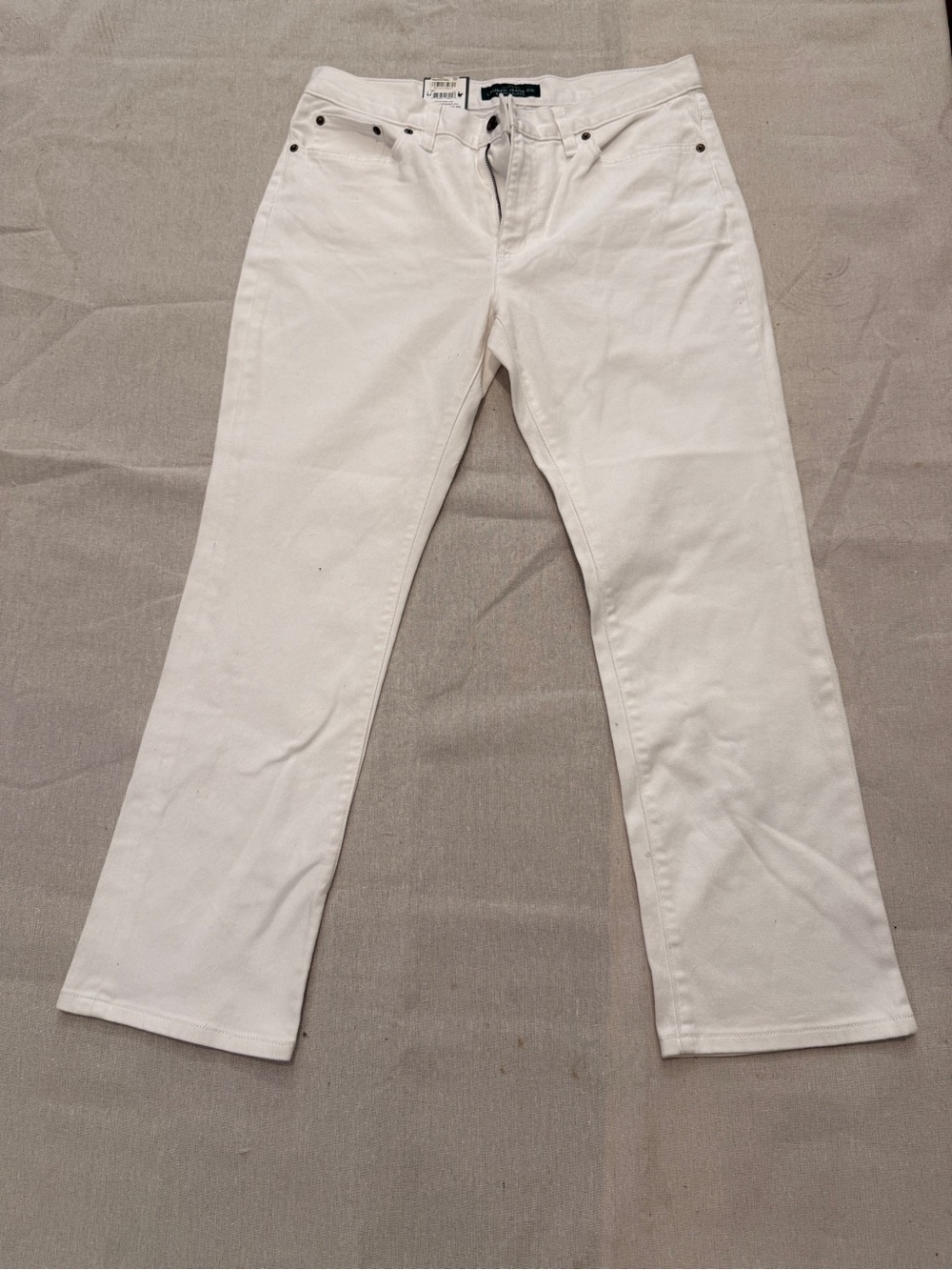 Lauren Ralph Lauren White Classic Straight Jeans Size 12 NWT Stretch Denim